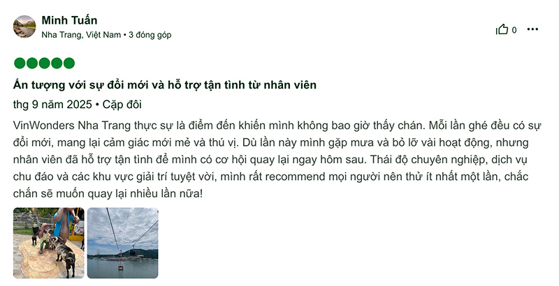Du khách Review trải nghiệm tại VinWonders Nha Trang